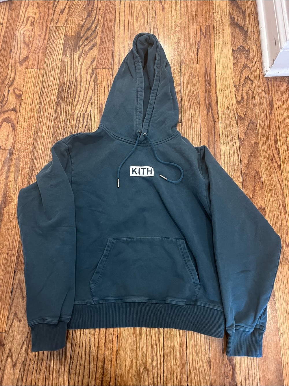 Kith Women's Pullover Hoodie Box Logo Drawstring Green Size Small